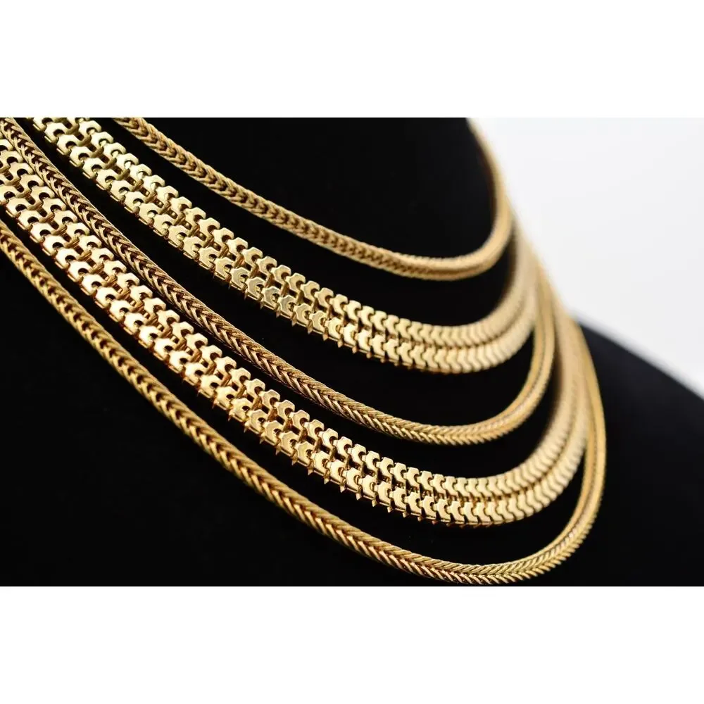 Hobe Vintage Gold 5 Strand Graduated Chain Statement Necklace Collar Signed BinY
